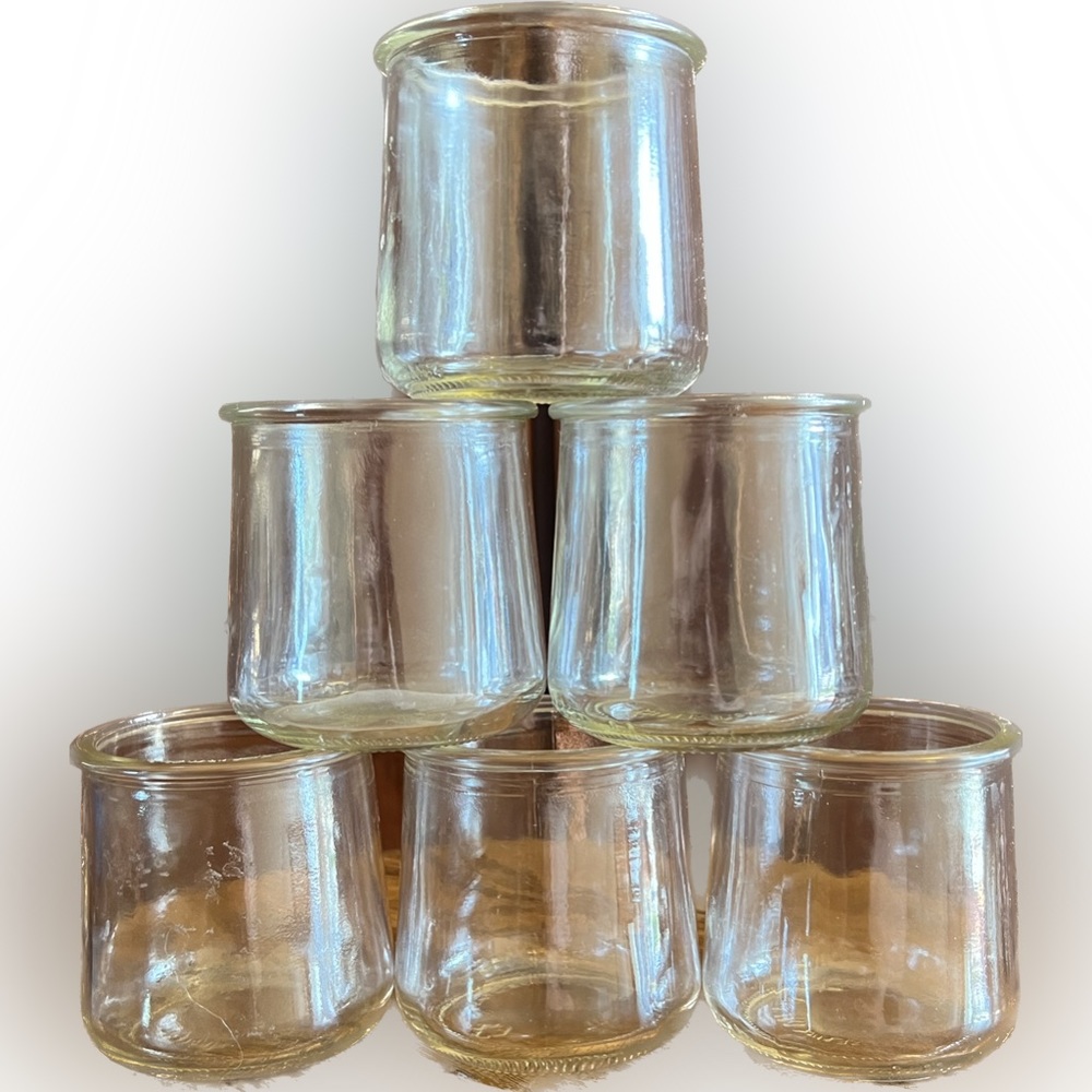 Lot of 6 Yoplait Oui Glass French Yogurt Jar Great for Organization or crafts!